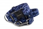 Collar Camouflage Blue with a leash