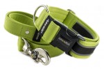 Collar Reflex Lime Green II with a leash