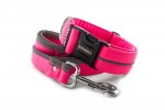 Collar Reflex Neon Pink I with a leash