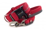 Collar Reflex Royal Red I with a leash