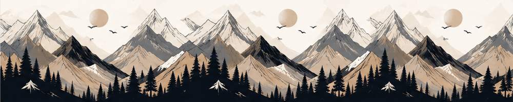AI pattern minimalist mountains in beige and black