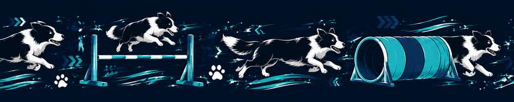 AI pattern agility motif with a border collie in blue and turquoise