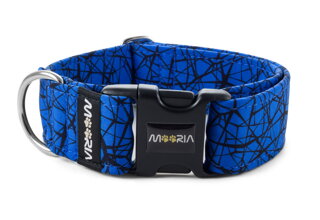 Black Print Cracks collar in Royal Blue