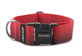 Black Print Falling Cubes collar in Royal Red