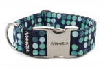 Collar Cyan Dots with metal buckle