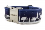 Collar Winter Village Blue with metal buckle