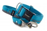 Collar Reflex Dark Cyan I with a leash