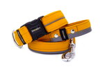 Collar Reflex Mustard Yellow I with a leash