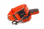 Collar Reflex Neon Orange I with a leash