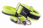 Collar Reflex Neon Yellow II with a leash