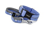 Collar Reflex Sky Blue I with a leash