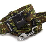 Collar Camouflage Green with a leash