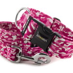 Collar Camouflage Pink with a leash