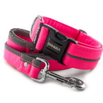 Collar Reflex Neon Pink I with a leash