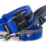 Collar Reflex Dark Blue II with a leash