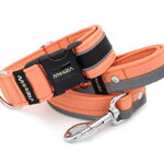 Collar Reflex Salmon II with a leash